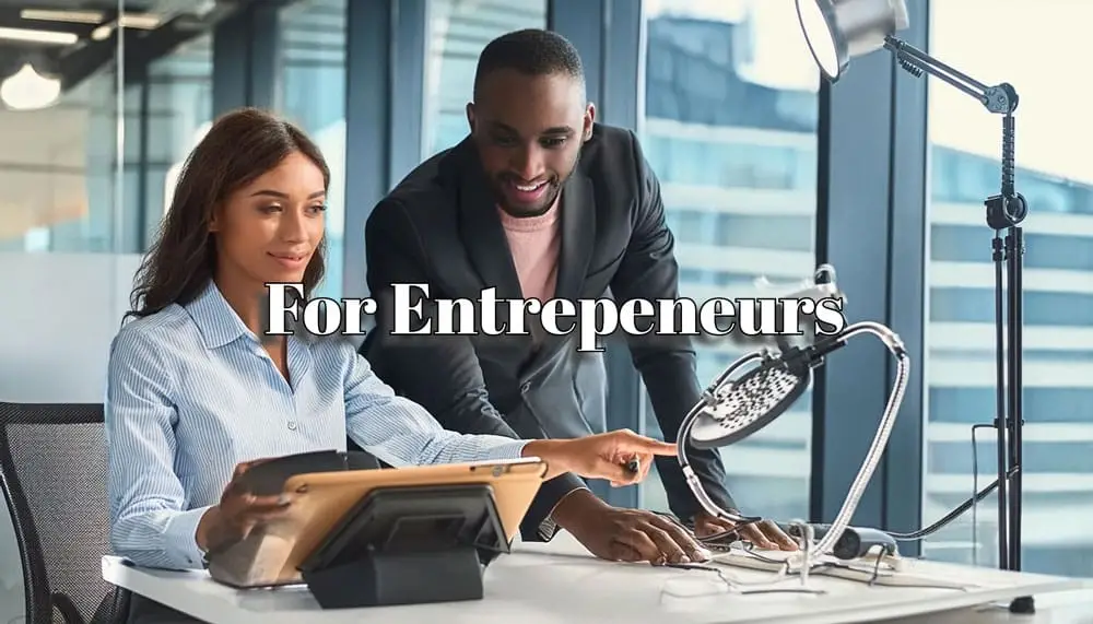 Picture two people working to represent For Entrepreneurs